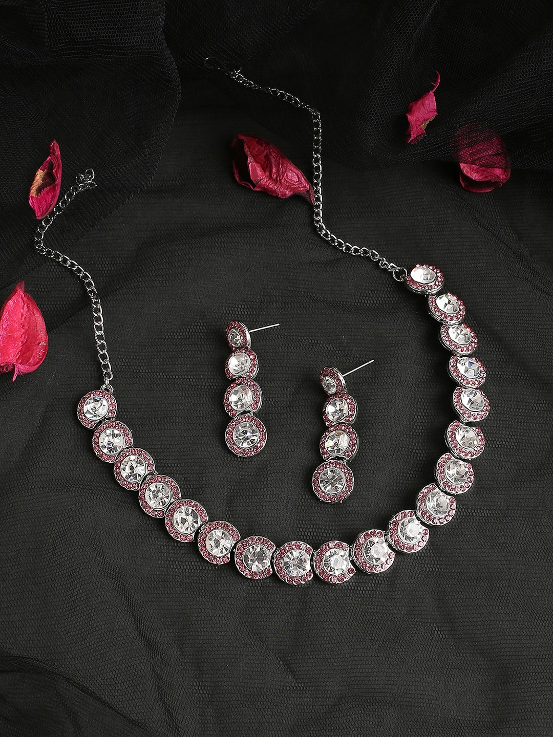

Atasi International Silver-Plated CZ-Studded & Beaded Jewellery Set