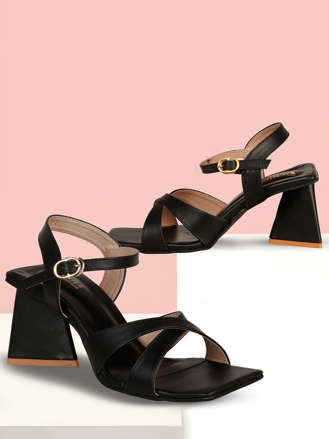 

Denill Open Toe Block Heels, Black