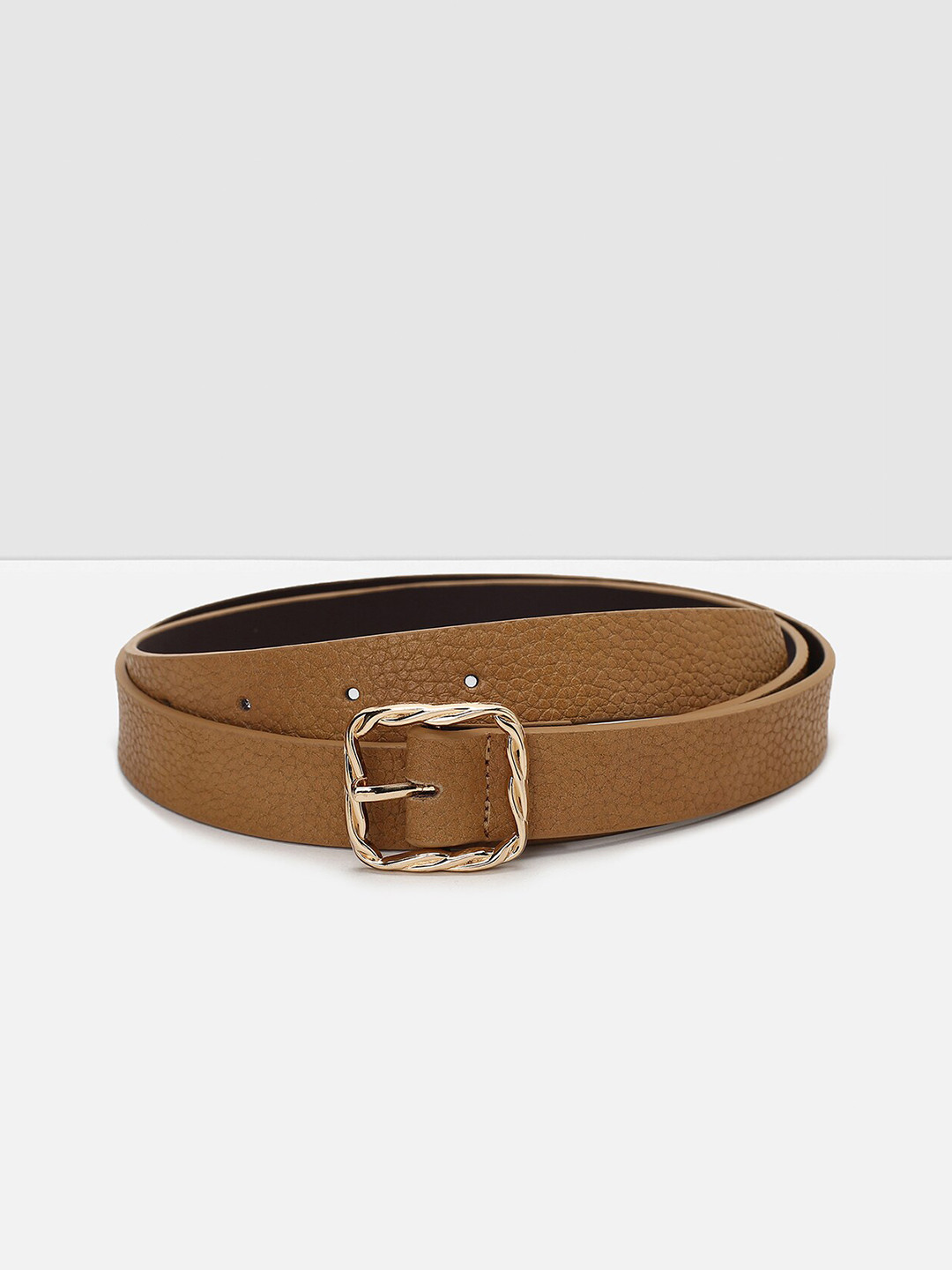 

max Women Textured Tang Closure Belt, Brown
