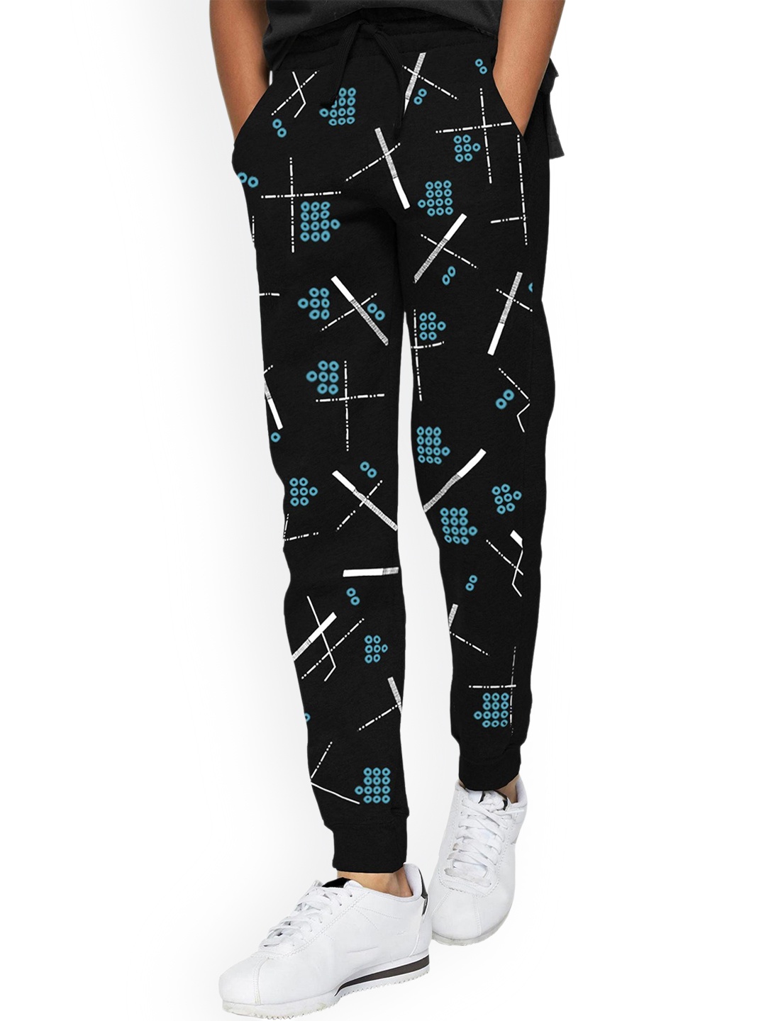 

BLIVE Boys Conversational Printed Mid Rise Cotton Joggers, Black