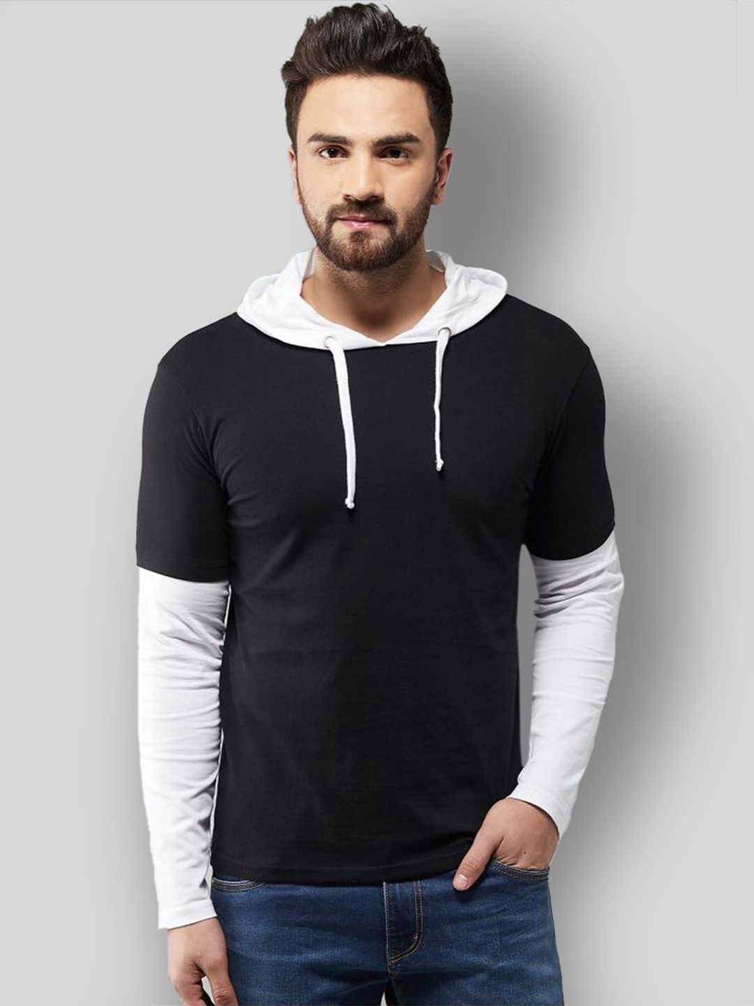 

Try This Long Sleeves Hooded T-shirt, Black
