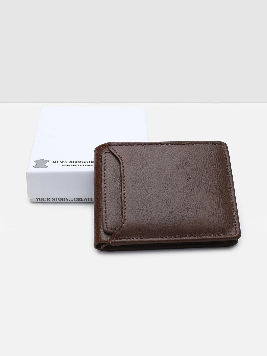 

max Men Leather Two Fold Wallet, Brown