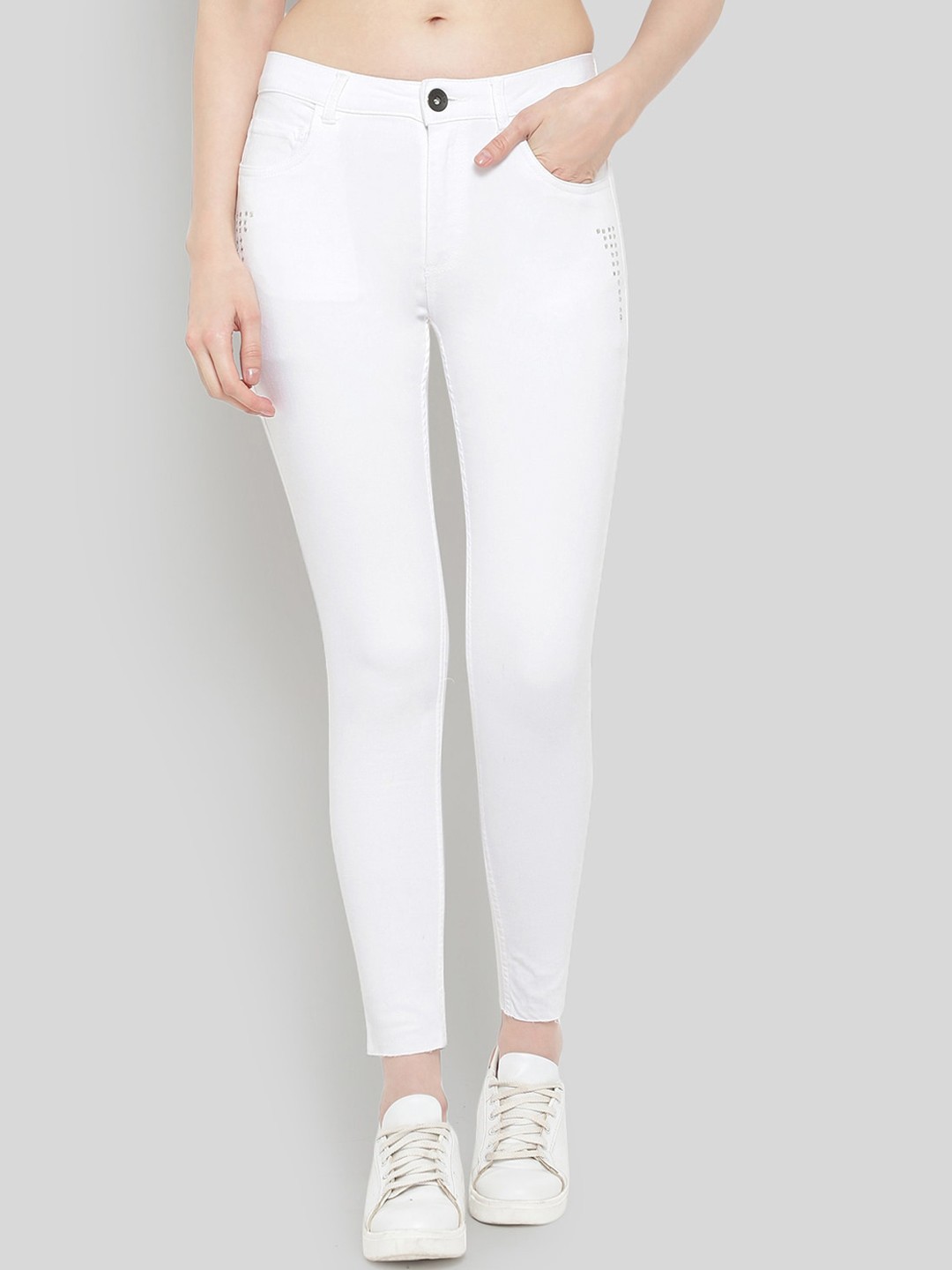 

GUTI Women High-Rise Stretchable Skinny Fit Jeans, White