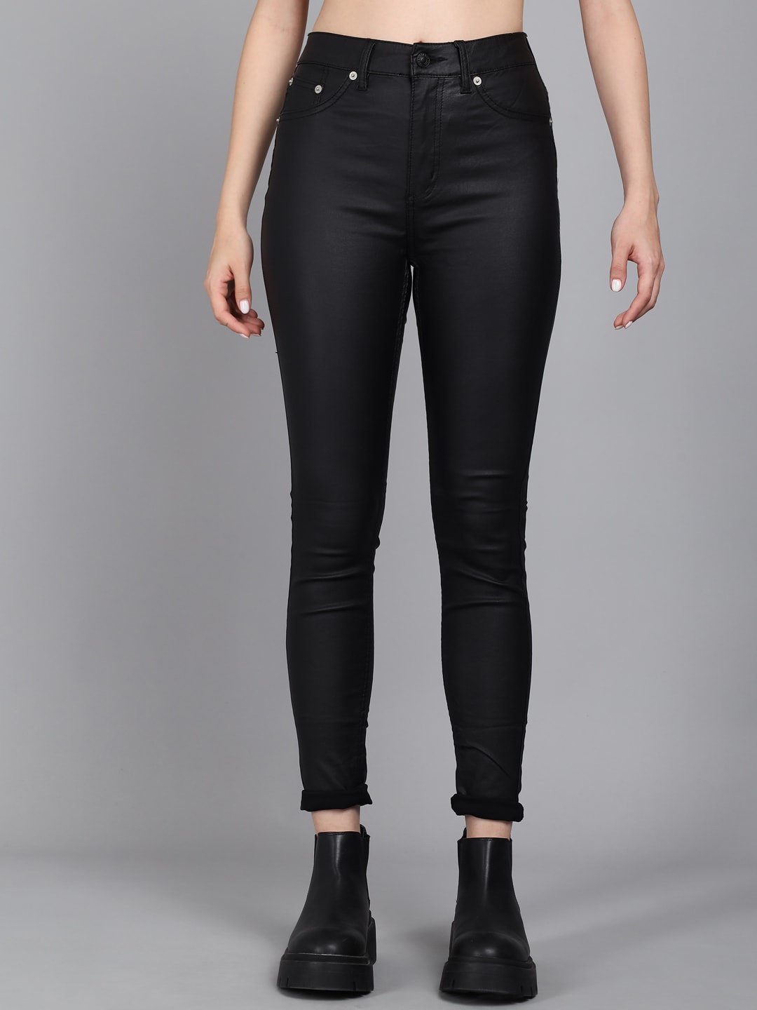 

GUTI Women High-Rise Stretchable Skinny Fit Jeans, Black