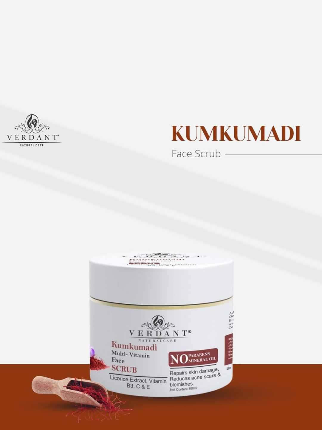 

Verdant Natural Care Lightening & Brightening Kumkumadi Face Scrub -100ml, Na