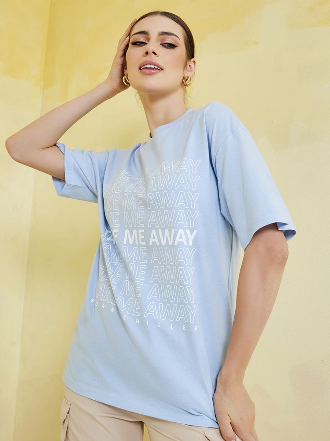 

Styli Blue Typography Printed Relaxed Fit Cotton T-shirt