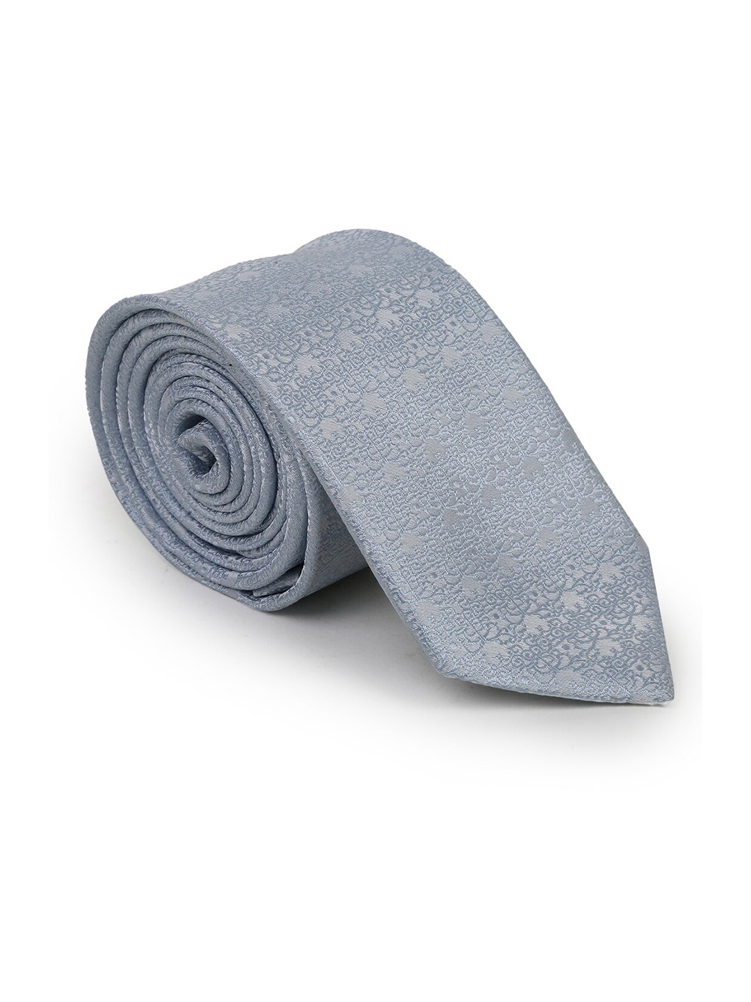 

Hashburys Men Woven Design Microfabric Broad Tie With Matching Pocket Square, Silver