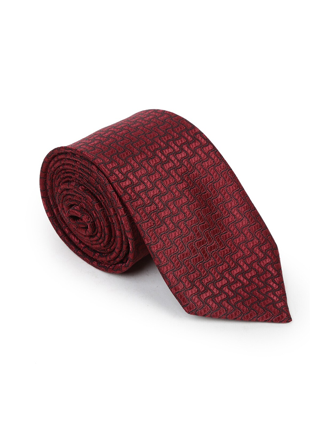 

Hashburys Men Woven Design Microfabric Broad Tie With Matching Pocket Square, Red