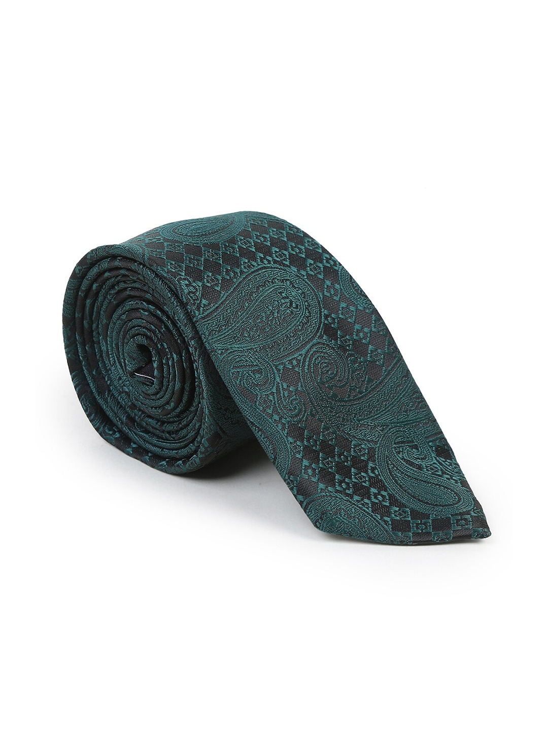 

Hashburys Men Woven Design Microfabric Broad Tie With Matching Pocket Square, Green