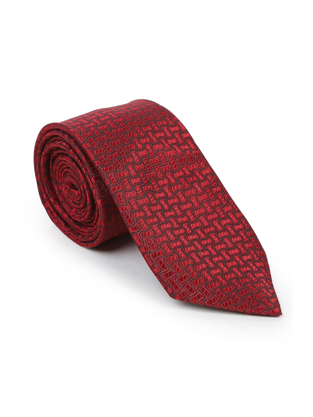 

Hashburys Men Woven Design Broad Tie With Matching Pocket Square, Red