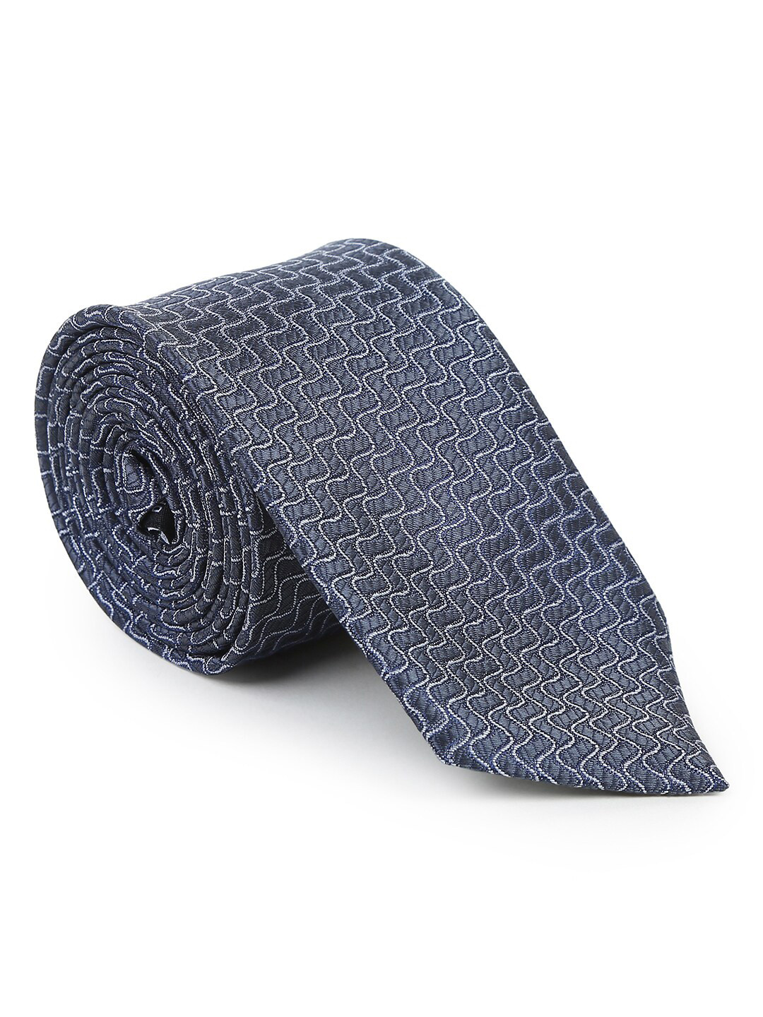 

Hashburys Men Woven Design Broad Tie With Matching Pocket Square, Navy blue