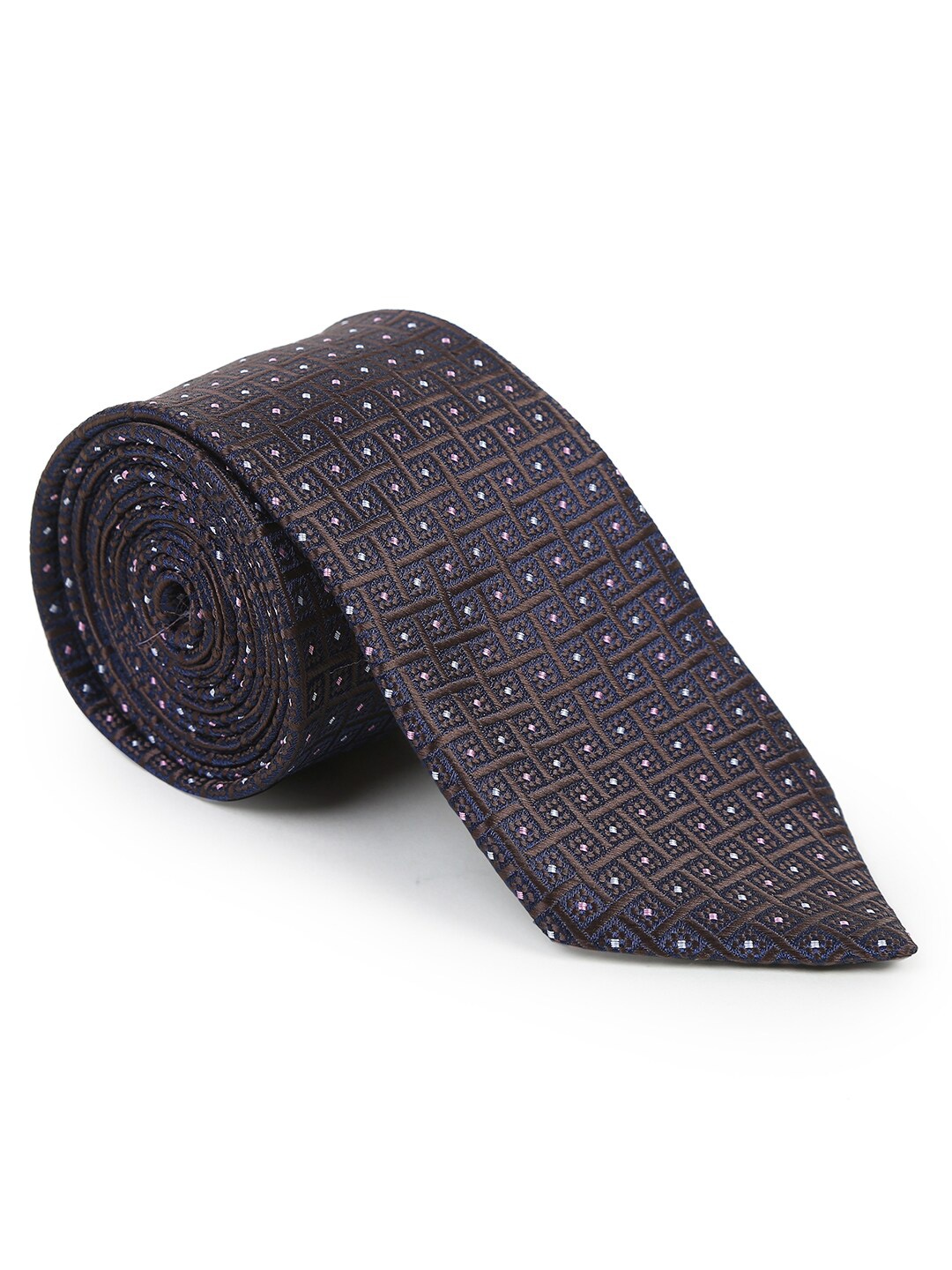 

Hashburys Men Woven Design Broad Tie With Matching Pocket Square, Coffee brown