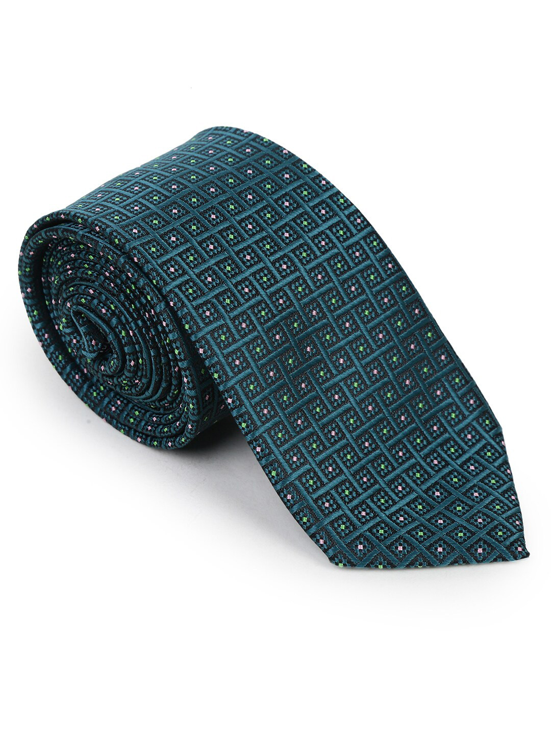 

Hashburys Men Woven Design Broad Tie With Matching Pocket Square, Green