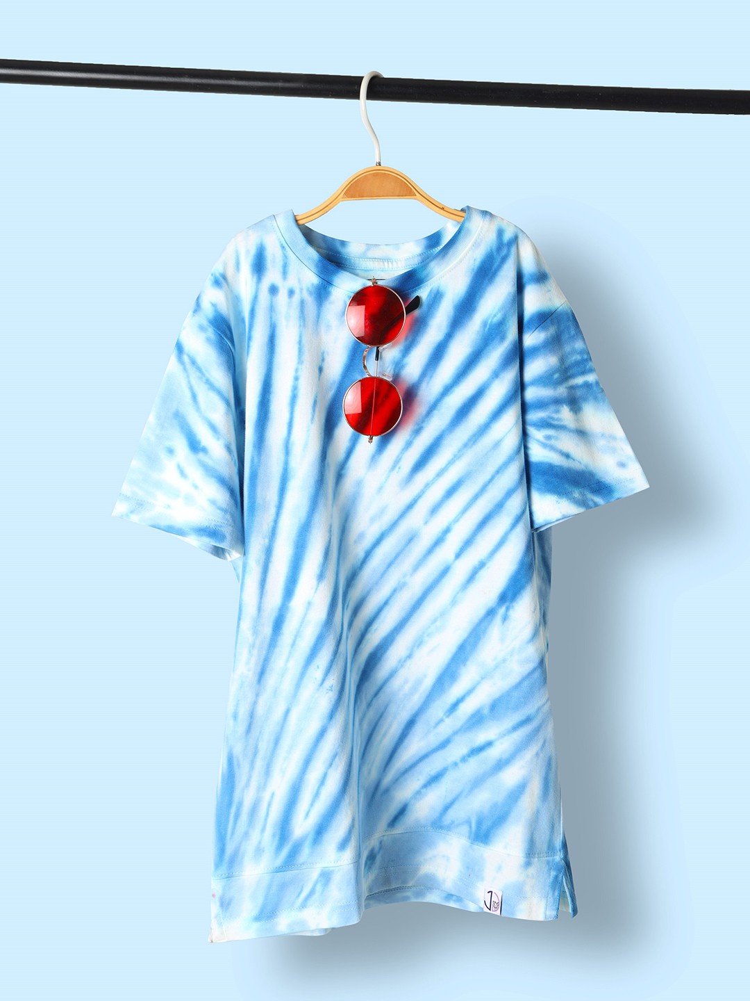 

Jumping Joey Boys Pack Of 2 Dyed Pure Cotton Longline Loose T-shirt, Blue