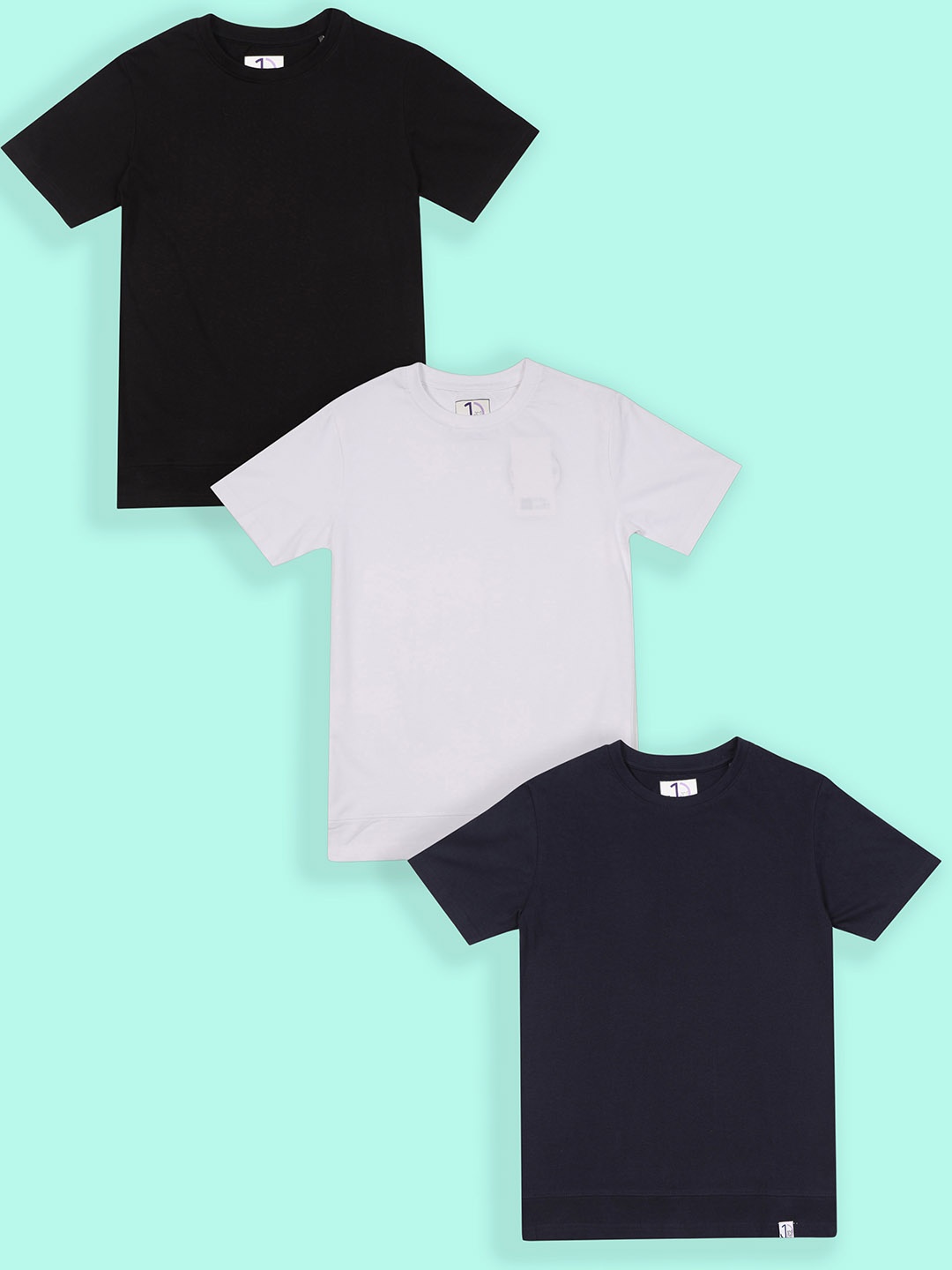 

Jumping Joey Boys Pack Of 3 Solid Round Neck Pure Cotton Loose T-Shirt, Black