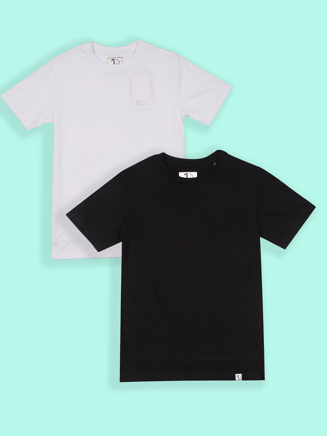 

Jumping Joey Boys Pack of 2 Round Neck Pure Cotton Loose T-Shirt, Black