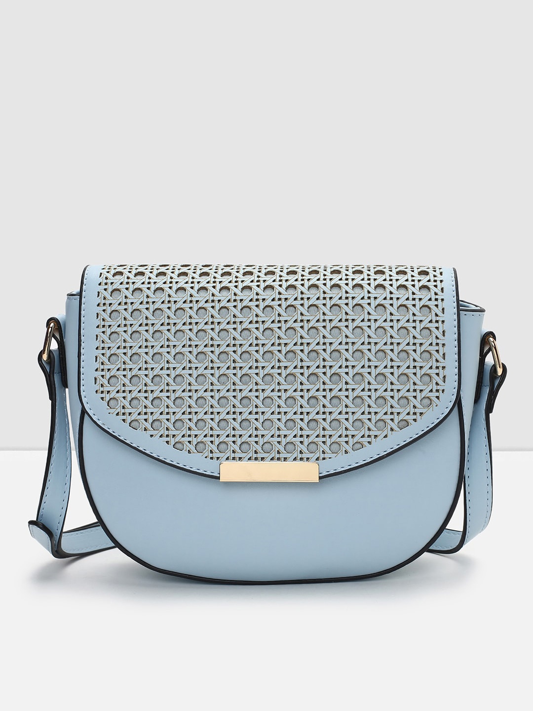 

max Women Structured Sling Bag with Cut Work, Blue