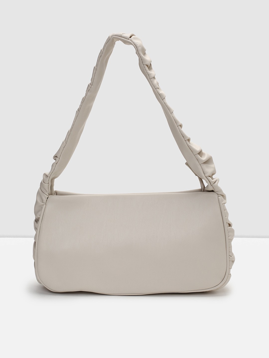 

max Textured Structured Shoulder Bag, Beige