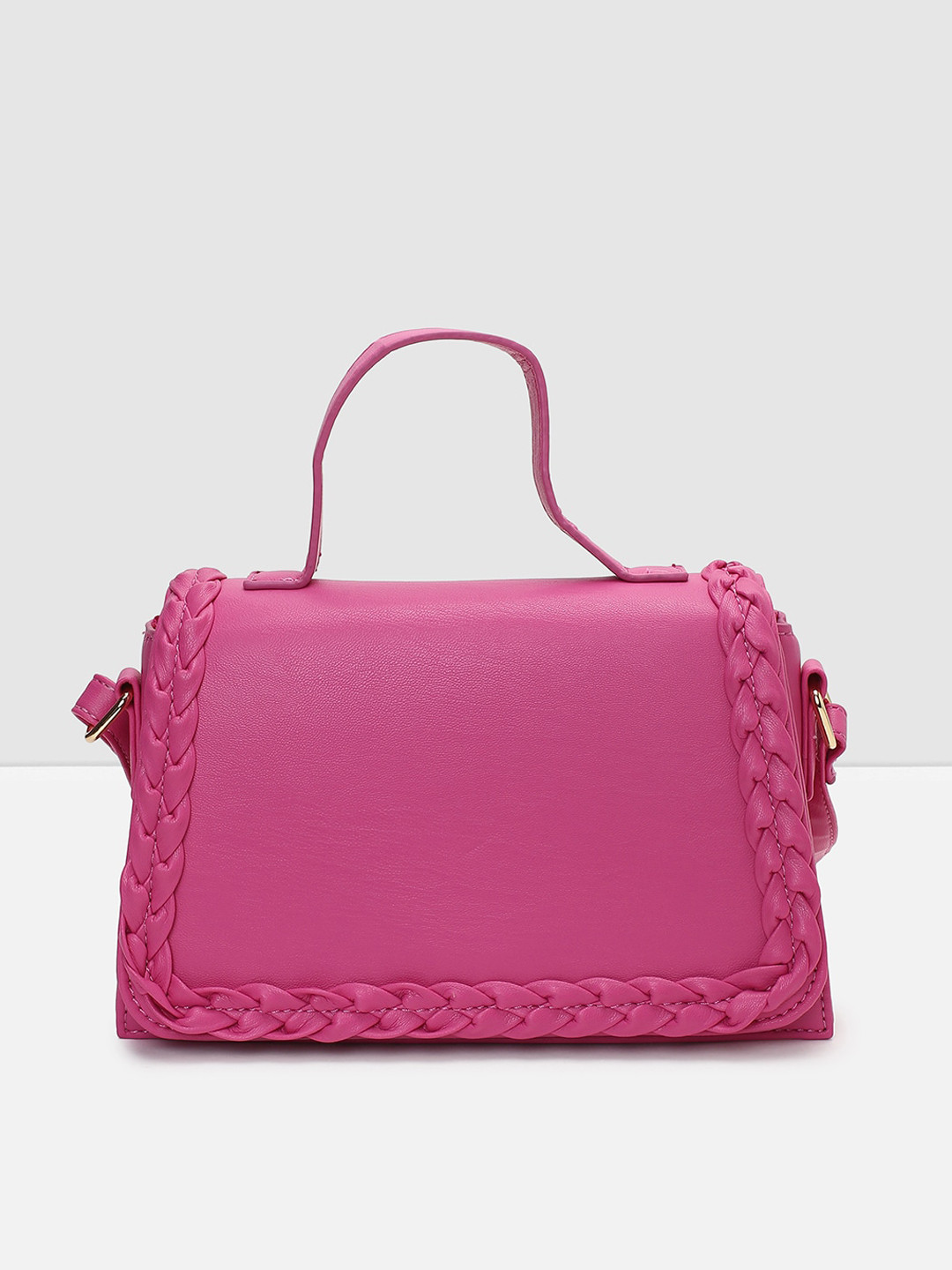 

max Pink Textured PU Structured Satchel