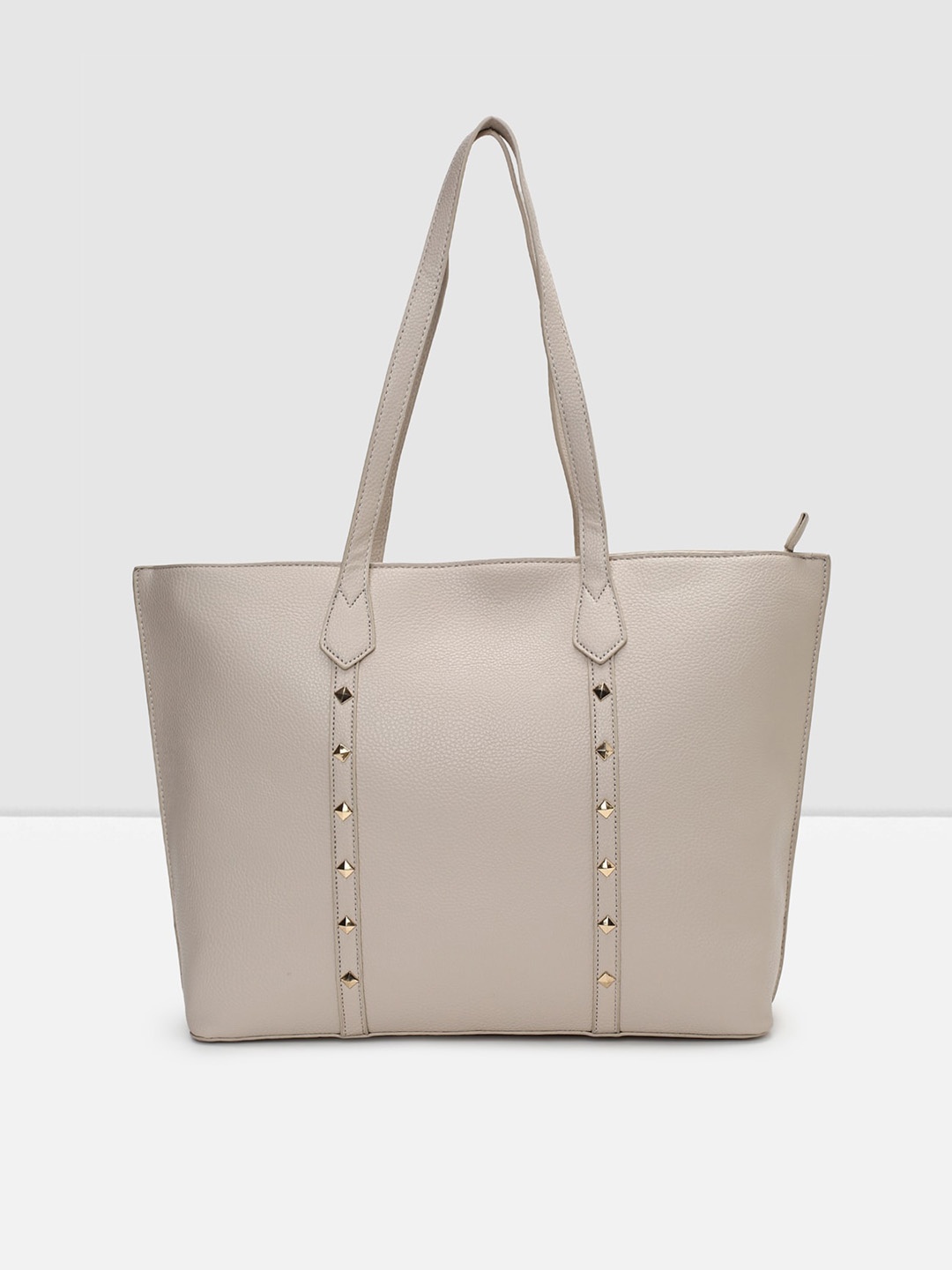 

max Beige PU Structured Tote Bag