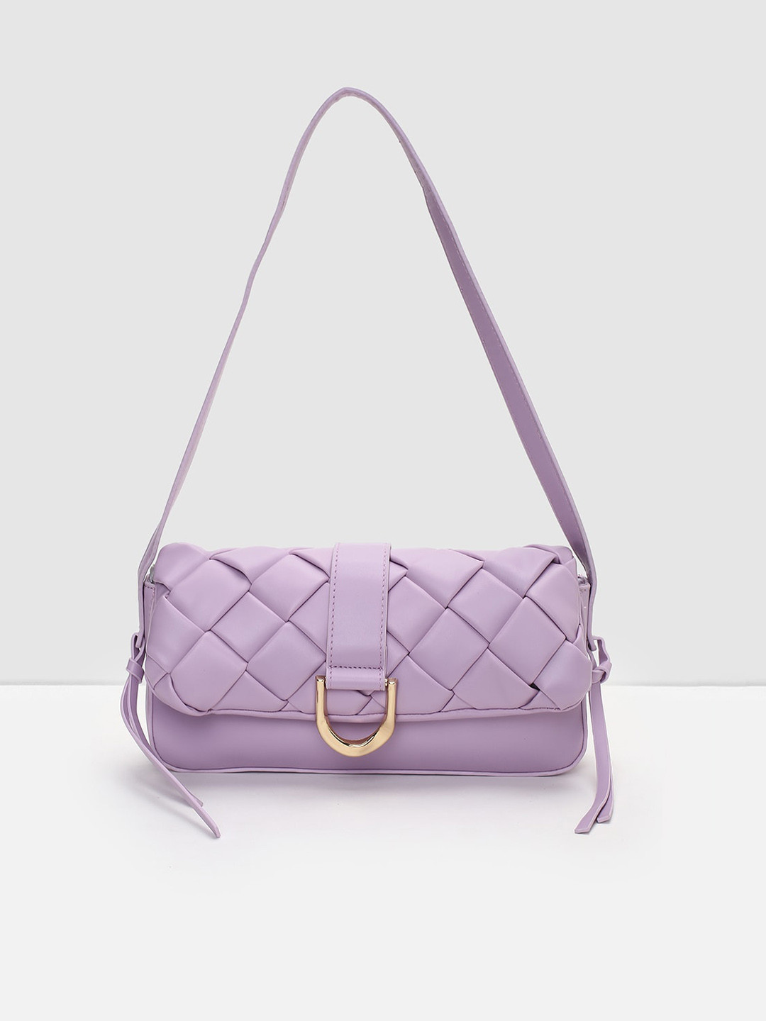 

max Textured Structured Shoulder Bag With Quilted, Lavender