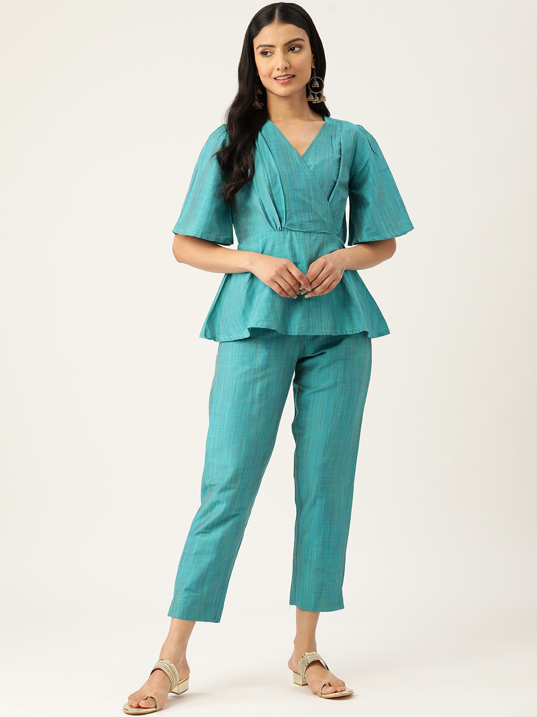 

ZIZO By Namrata Bajaj Ethnic Tunic With Trousers, Turquoise blue