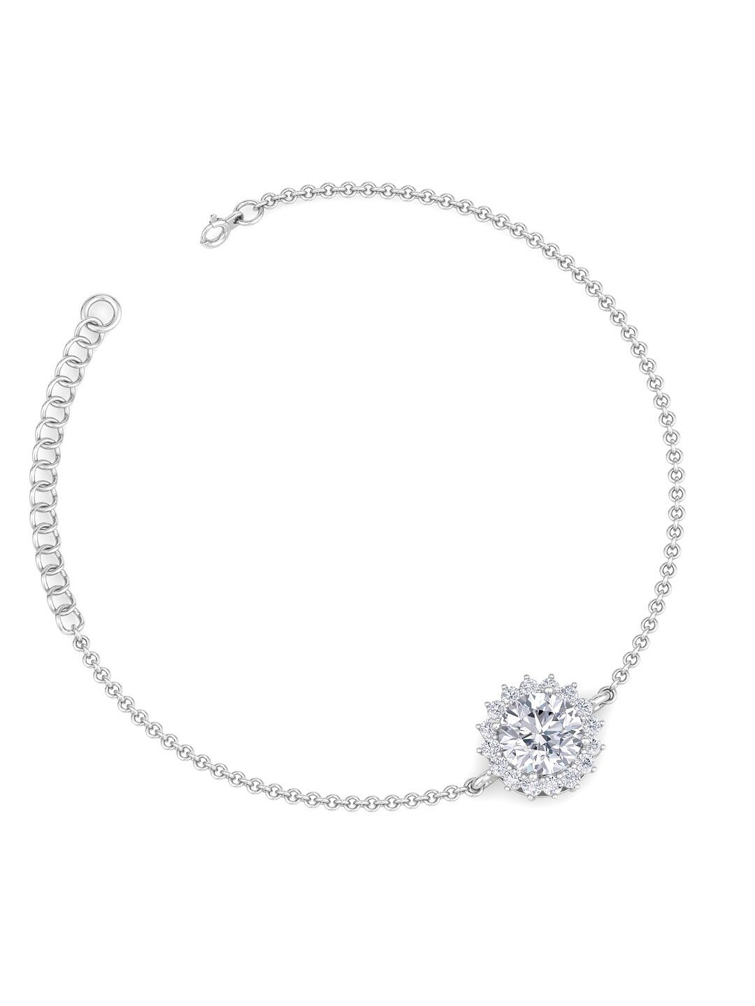 

Inddus Jewels 925 Sterling Silver & Rhodium-Plated Cubic Zirconia Adjustable Link Bracelet