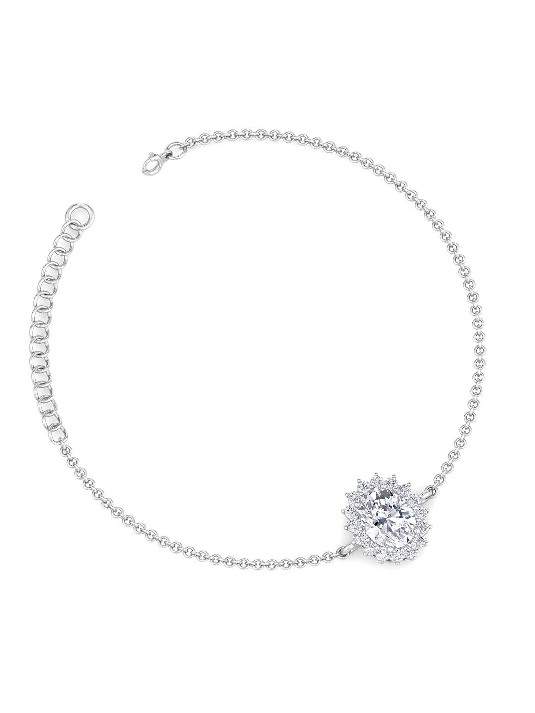 

Inddus Jewels 925 Sterling Silver & Rhodium-Plated Cubic Zirconia Adjustable Link Bracelet