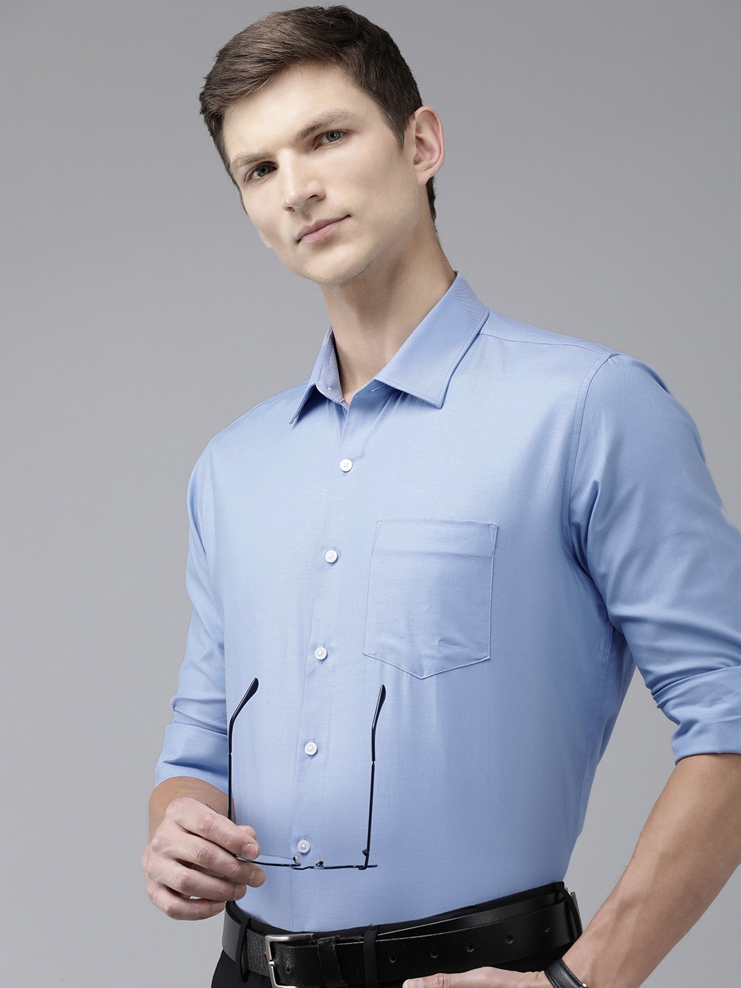 

Van Heusen Textured Slim Fit Pure Cotton Formal Shirt, Blue