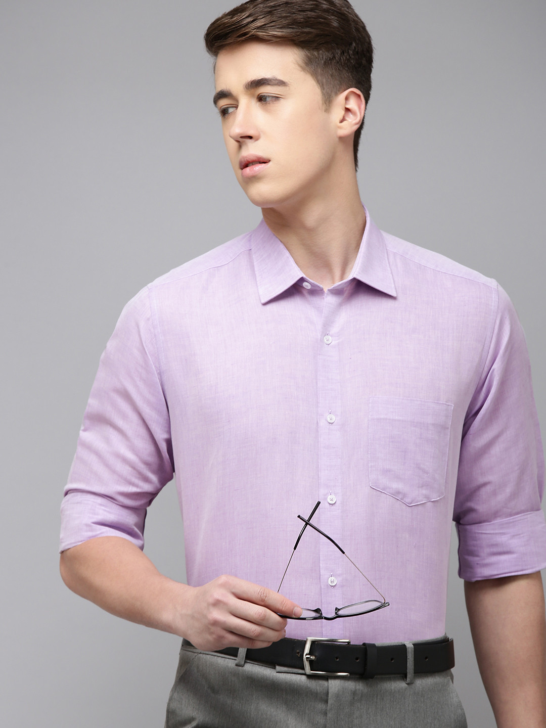 

Van Heusen Linen Cotton Custom Fit Formal Shirt, Lavender