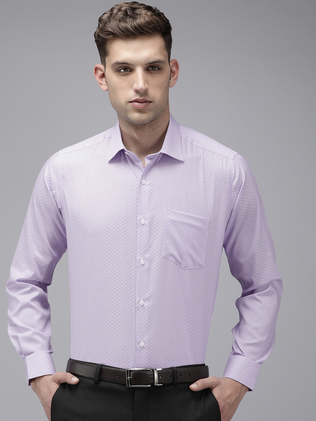

Van Heusen Custom Fit Striped Pure Cotton Formal Shirt, Lavender