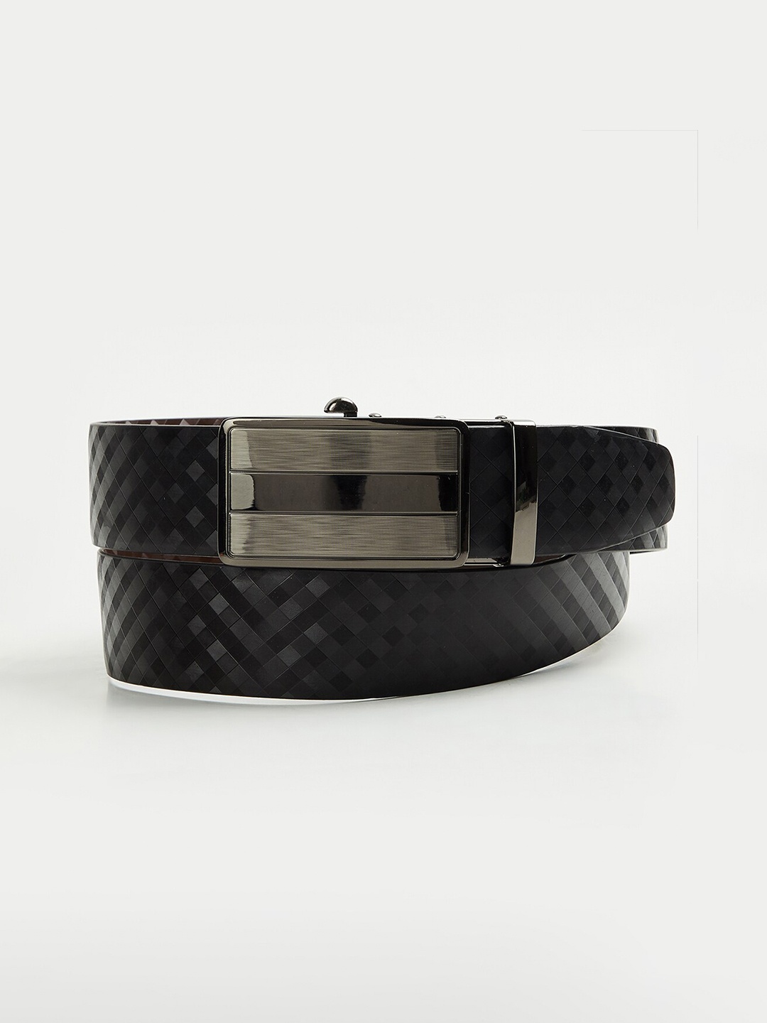 

CODE by Lifestyle Men Textured PU Reversible Belt, Black
