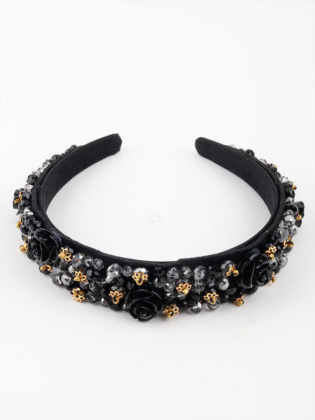 

ODETTE Women Black & Gold-Toned Embellished Hairband