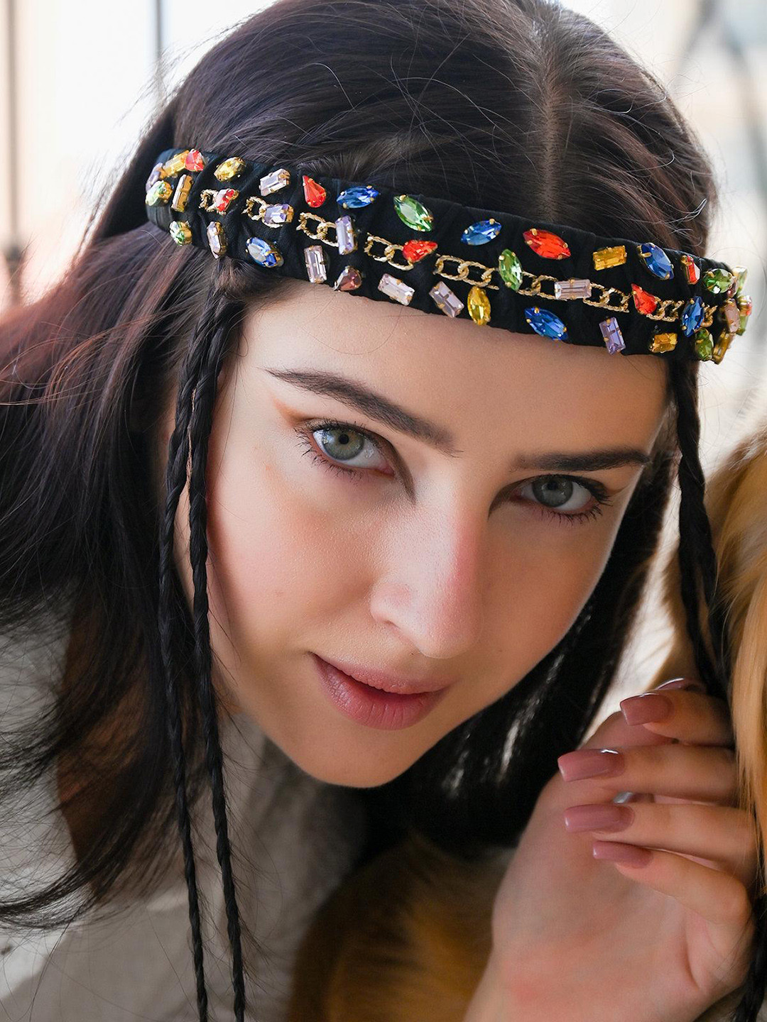 

ODETTE Women Embellished Stone Studded Hairband, Black