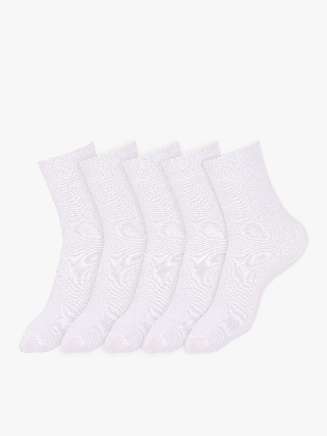 

Dollar Socks Kids Pack Of 5 Cotton Flaw Less Fit Calf-Length Socks, White