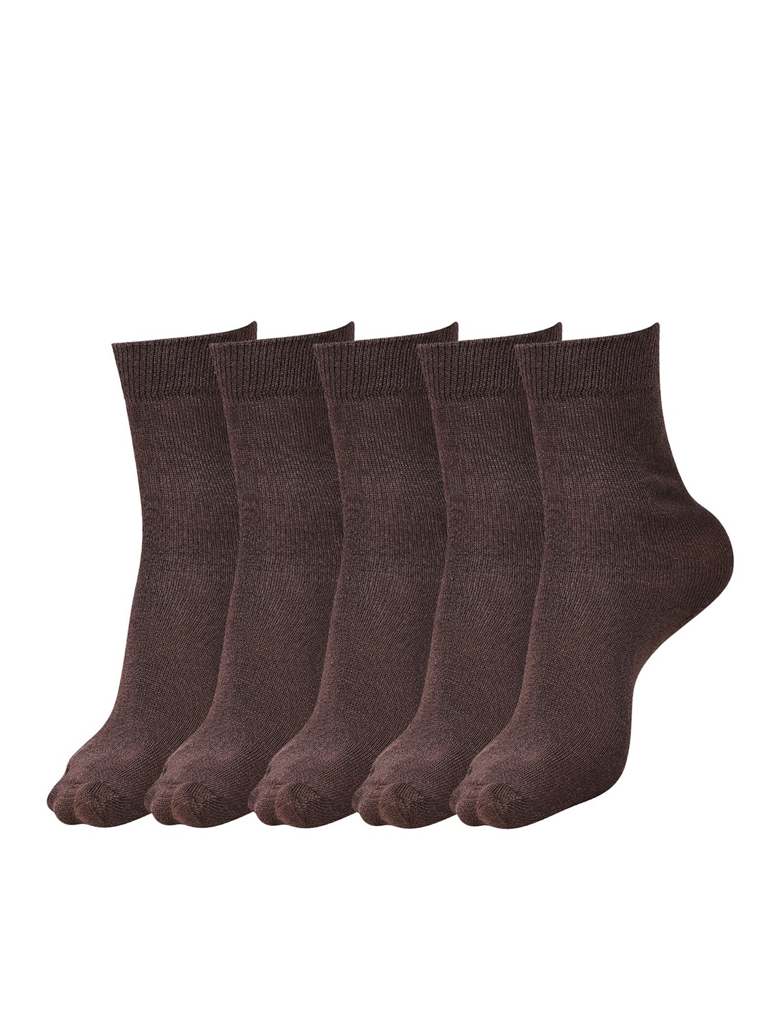 

Dollar Socks Kids Pack Of 5 Patterned Cotton Calf Length Socks, Brown