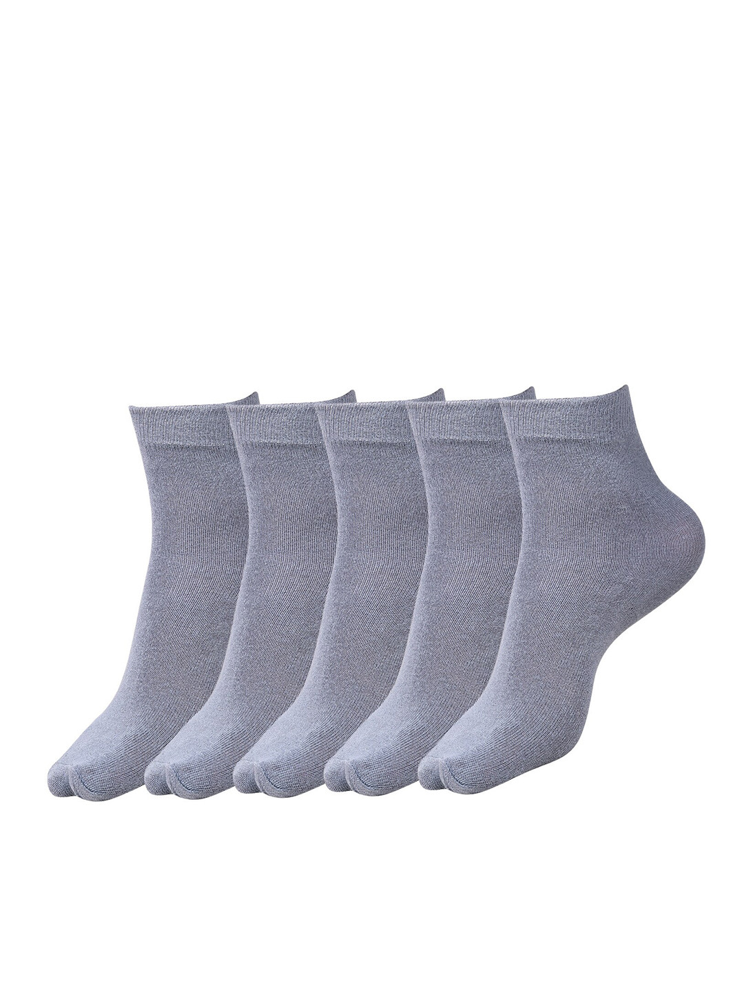 

Dollar Socks Kids Pack Of 5 Cotton Calf-Length School Socks, Grey
