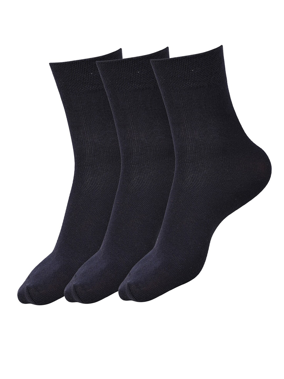 

Dollar Socks Kids Pack Of 3 Cotton Calf-Length School Socks, Black