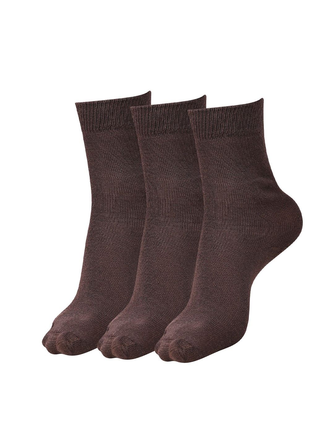 

Dollar Socks Kids Pack Of 3 Cotton Calf Length School Socks, Brown