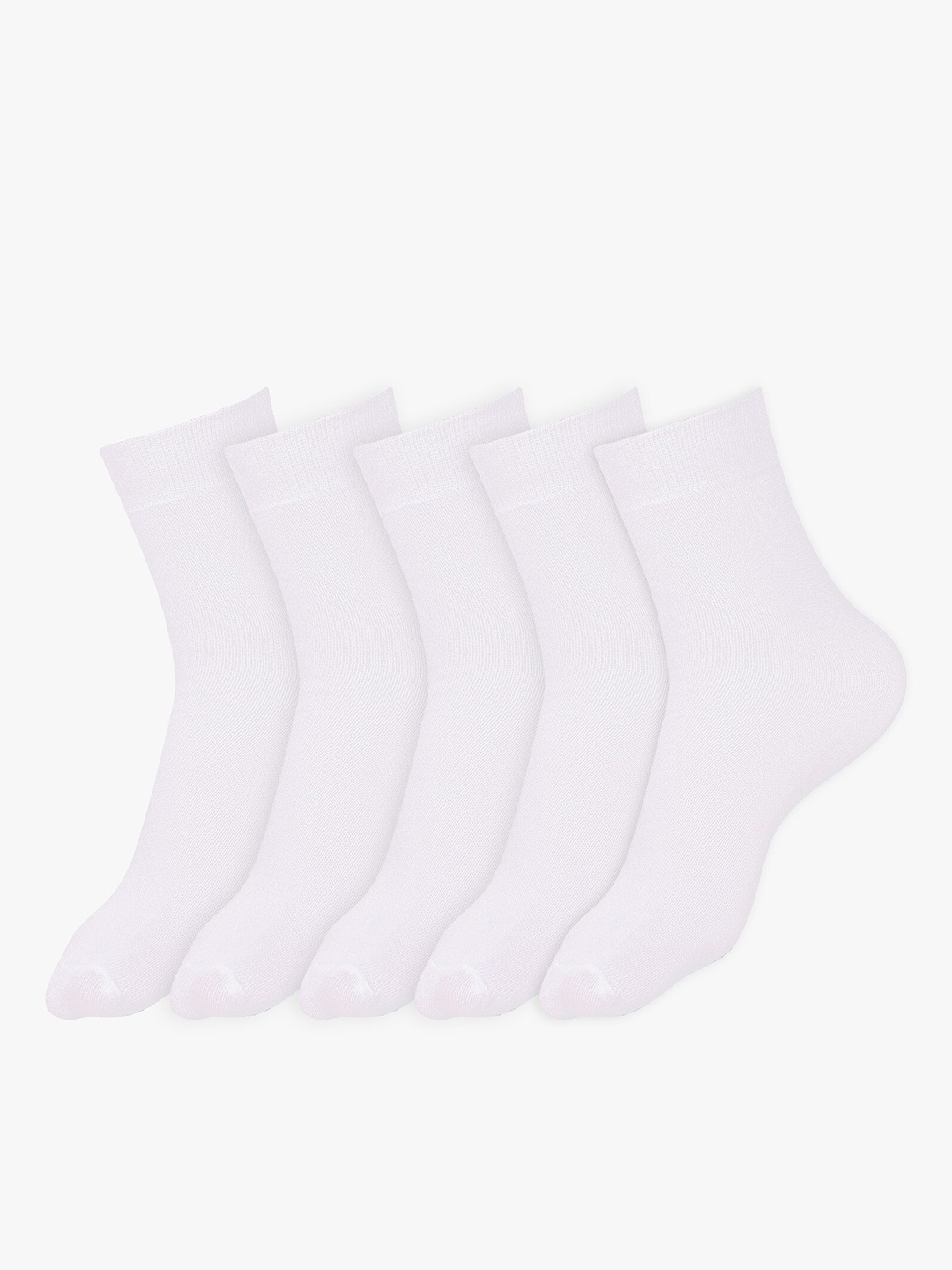 

Dollar Socks Kids Pack Of 5 Calf-Length Breathable School Socks, White