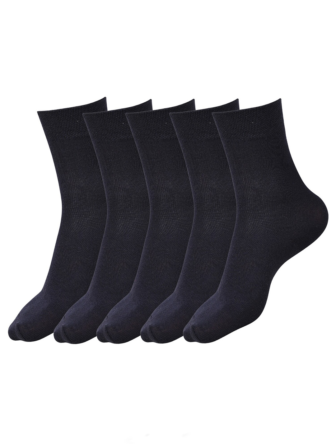 

Dollar Socks Kids Pack Of 5 Cotton Calf-Length Socks, Black