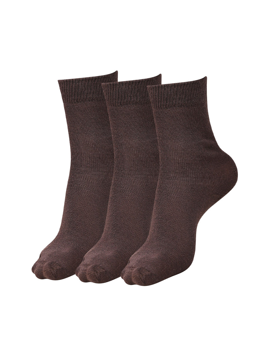 

Dollar Socks Kids Pack Of 3 Cotton Calf Length School Socks, Brown