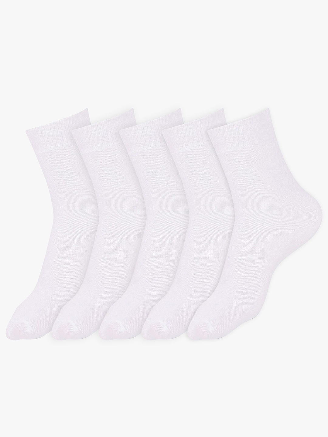 

Dollar Socks Kids Pack Of 5 Patterned Cotton Calf-Length Socks, White