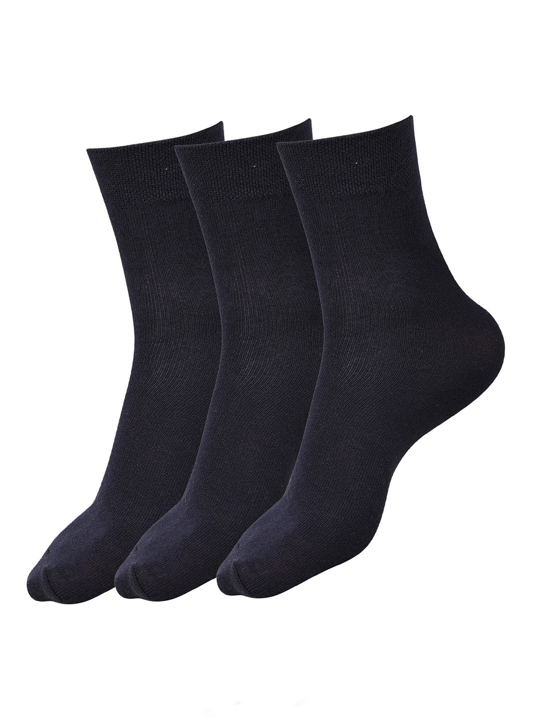 

Dollar Socks Kids Pack Of 3 Cotton Calf-Length School Socks, Black