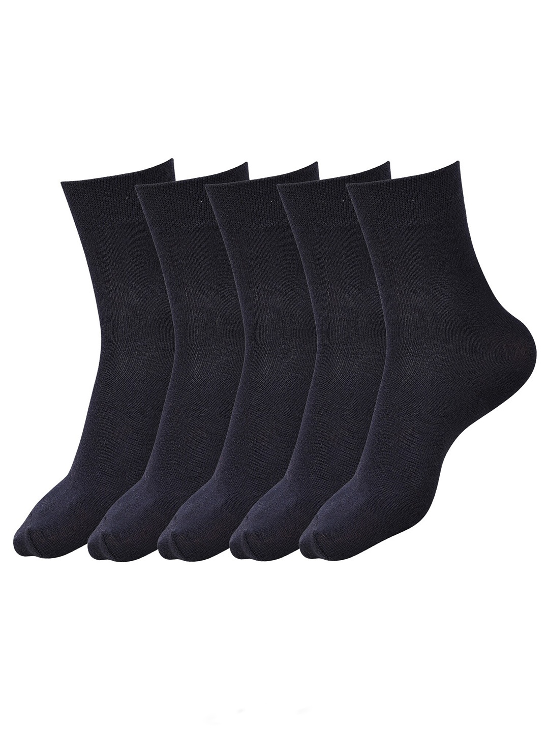 

Dollar Socks Kids Pack Of 5 Patterned Cotton Calf-Length School Socks, Black