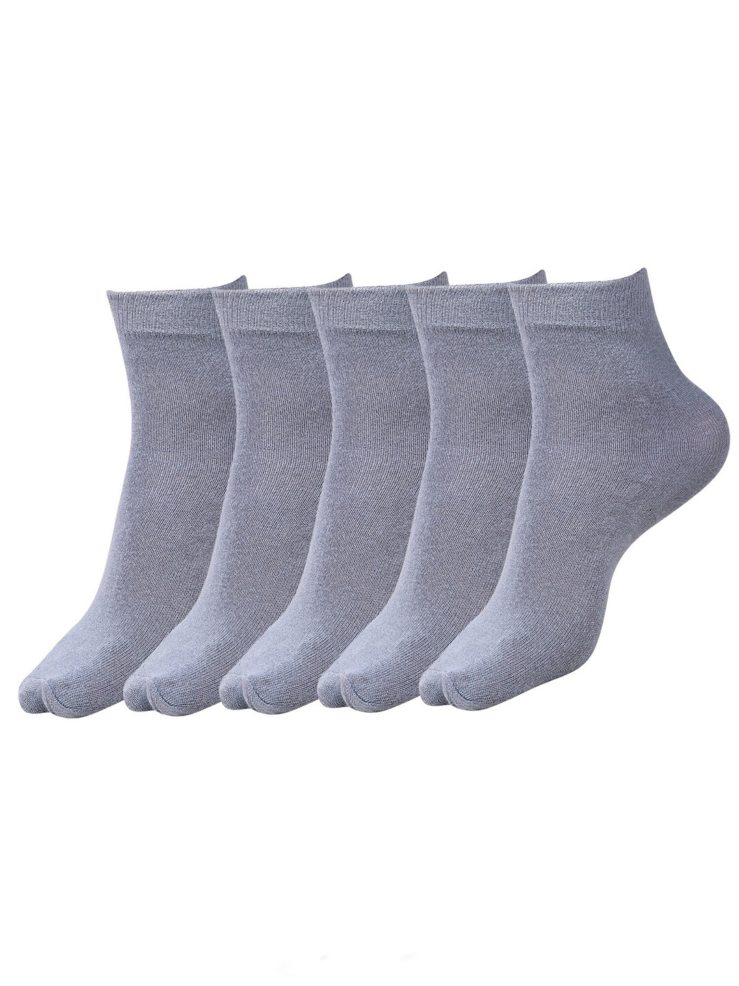 

Dollar Socks Kids Pack Of 5 Cotton Calf-Length School Socks, Grey