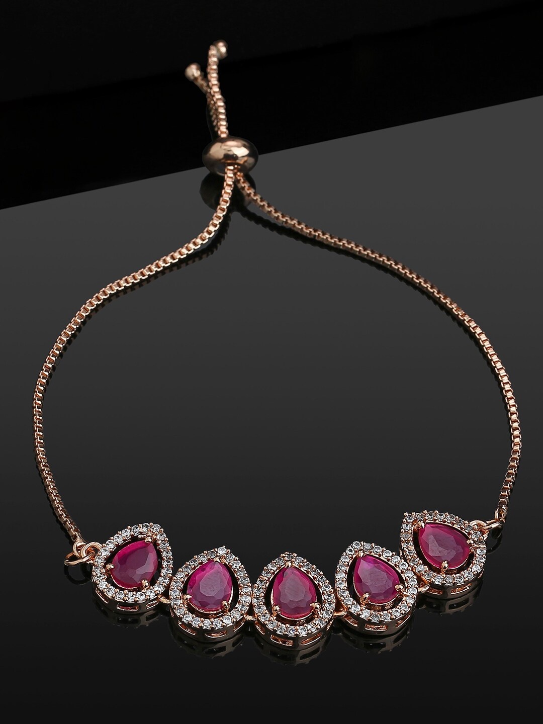 

Estele Women Brass Cubic Zirconia Rose Gold-Plated Cuff Bracelet