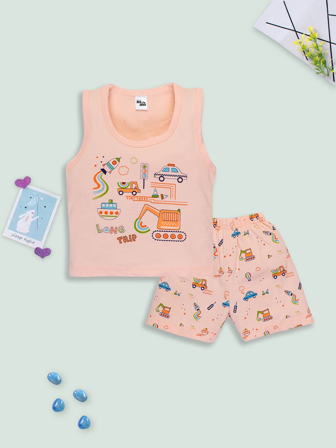 

Nick and Jones Infants Printed Pure Cotton T-shirt with Shorts, Pink