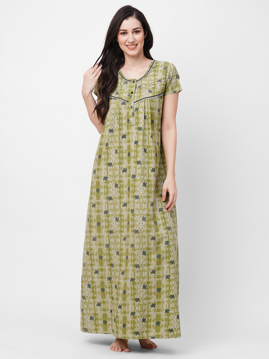 

Sweet Dreams Green Floral Printed Maxi Nightdress