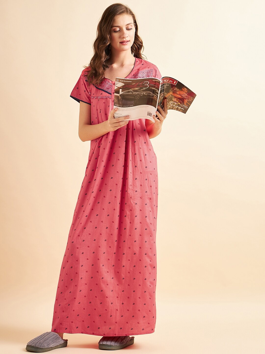 

Sweet Dreams Red Floral Printed Maxi Nightdress